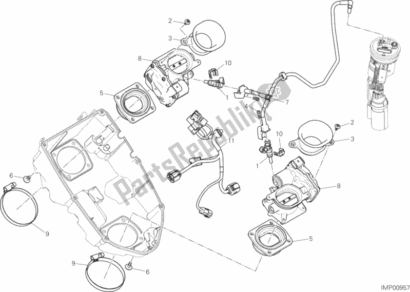 All parts for the Throttle Body of the Ducati Multistrada 1200 Enduro Touring USA 2017